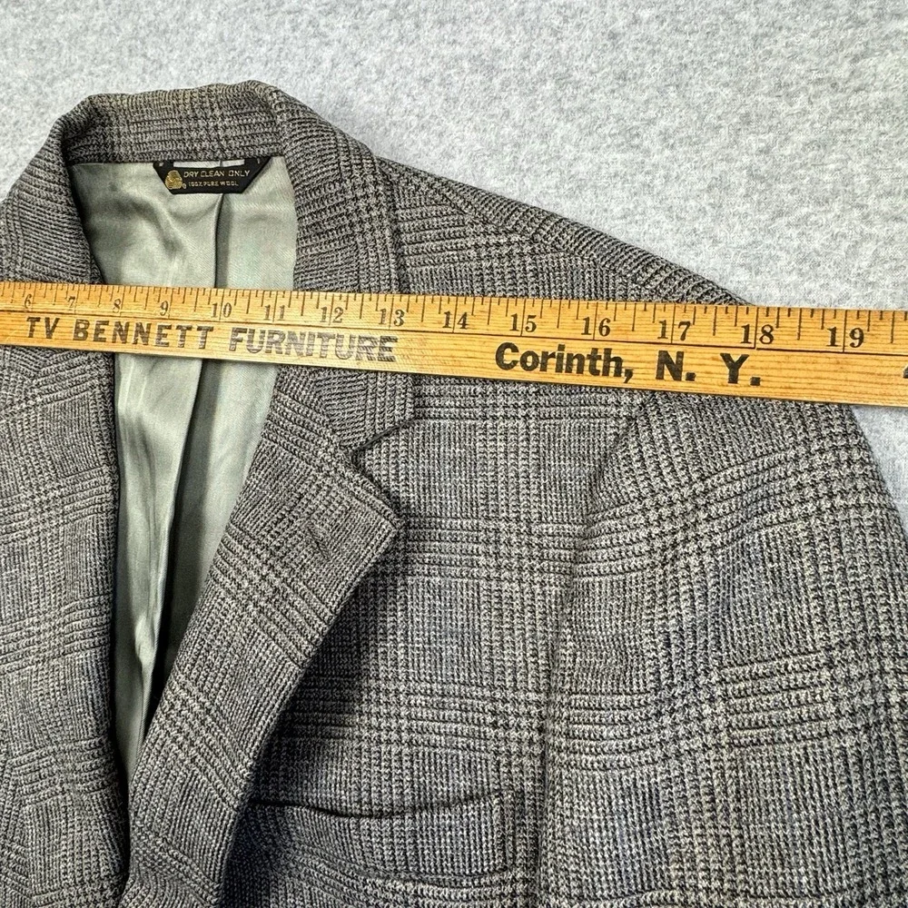 VTG Oscar de la Renta Glen Plaid Blazer 40R‎ Sport Coat Union Made In USA Wool